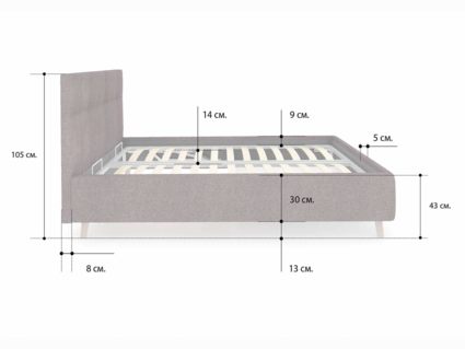 Кровать Сонум Bella Кашемир Синий 140х200