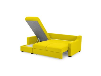 Диван Фиеста Мебель Непал с оттоманкой велюр Vivaldi 15 жёлтый Длина 221 см