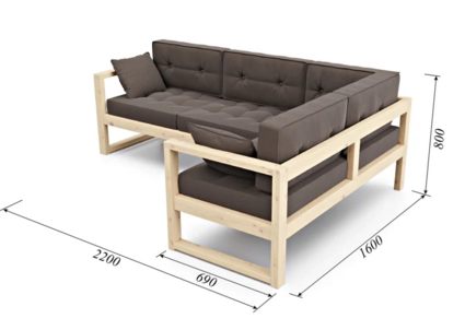 Диван Арско Астер угловой трехместный коричневый Длина 220 см