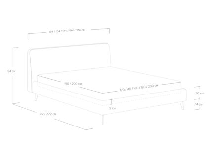 Кровать Сонум Boston Кашемир светло-серый 80х190