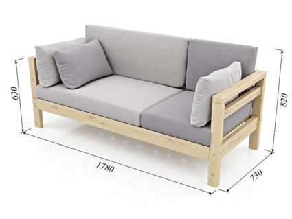 Диван Арско Домино трехместный серый Длина 178 см