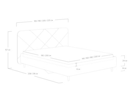 Кровать Сонум Taylor Рогожка деним (с подъемным механизмом) 140х190